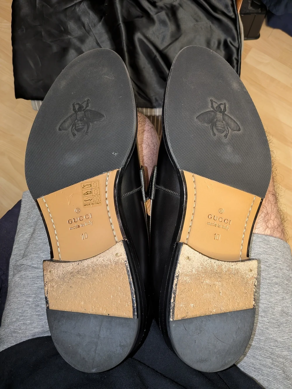 Gucci Men's Sylvie Web Accent Leather Dress Loafers  EU 43 US Size 10.5